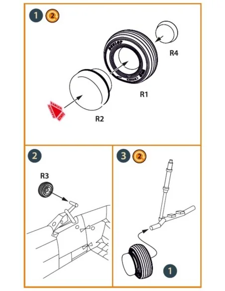 Wessex HC.2 Wheel set type 2 for Airfix kit, 1/72 - Clear Prop Acce...
