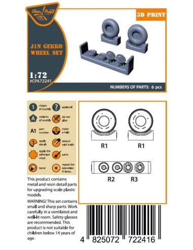[NO_DESC] J1N Gekko Wheel set, 1/72 - Clear Prop Accessories CPA72241