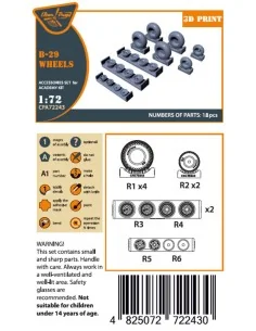 [NO_DESC] B-29 Wheels set (weighted), 1/72 - Clear Prop Accessories... 2
