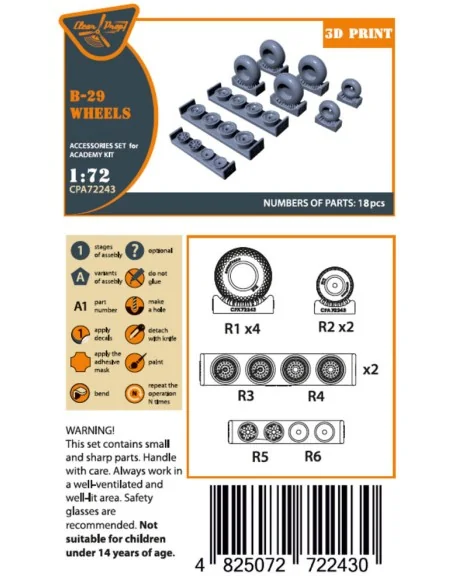 [NO_DESC] B-29 Wheels set (weighted), 1/72 - Clear Prop Accessories...