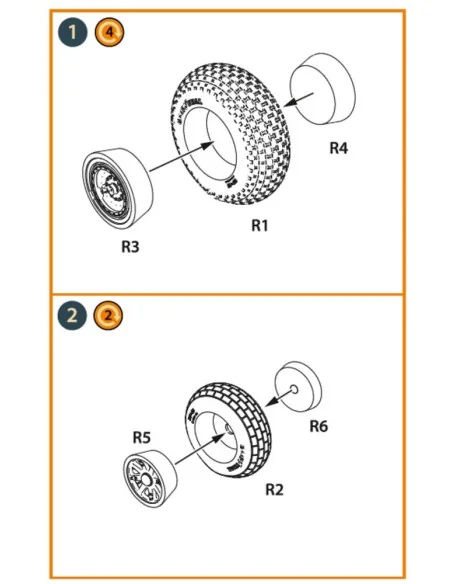 B-29 Wheels set (weighted), 1/72 - Clear Prop Accessories CPA72243