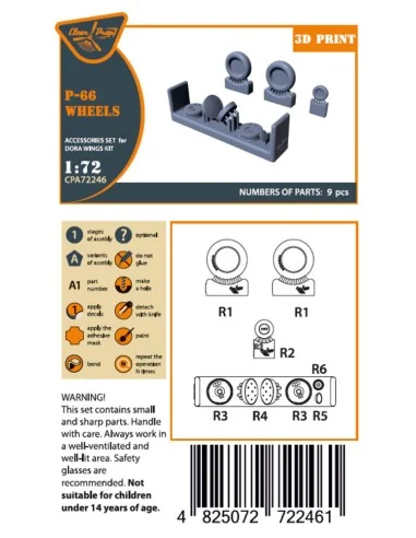 Vanguard P-66/Mk.1/J10 Wheels set for Dora Wings, 1/72 - Clear Prop...