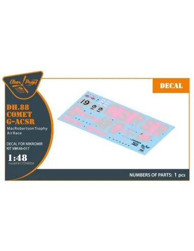 DH.88 Comet G-ACSR MacRobertson Trophy Air Race Decal for Mikromir ...