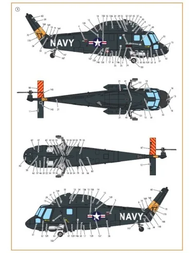 UH-2/SH-2 Seasprite (early version) technical stencils, 1/72 - Clea...