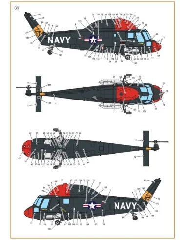 UH-2/SH-2 Seasprite (early version) technical stencils, 1/72 - Clea...