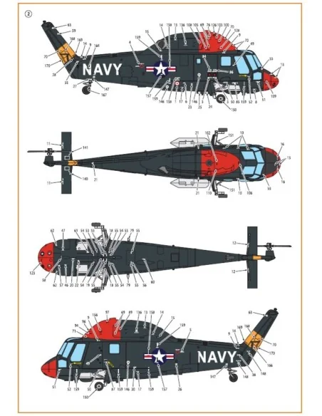 UH-2/SH-2 Seasprite (early version) technical stencils, 1/72 - Clea...
