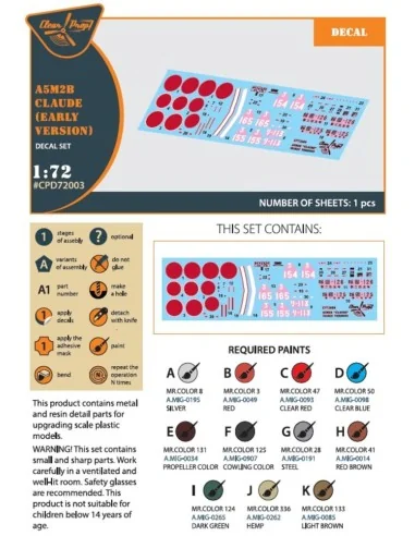 A5M2b Claude (early version) decal set for CP kit CP72006, 1/72 - C...