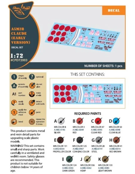 A5M2b Claude (early version) decal set for CP kit CP72006, 1/72 - C...