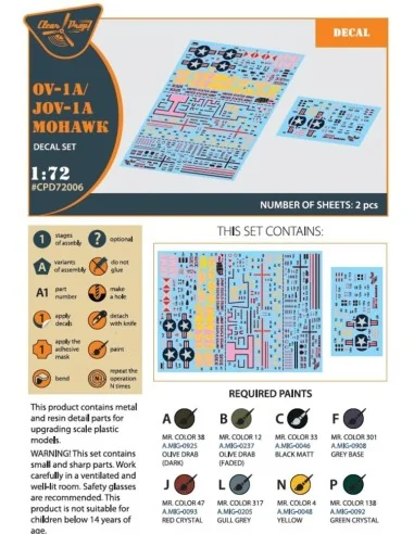 [NO_DESC] OV-1 A/JOV-1A Mohawk decal set, 1/72 - Clear Prop Accesso...