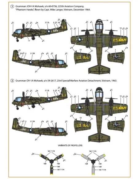 OV-1 A/JOV-1A Mohawk decal set, 1/72 - Clear Prop Accessories CPD72006