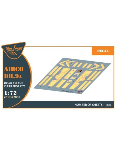 Airco DH.9a decal set for CP kits, 1/72 - Clear Prop Accessories CP...