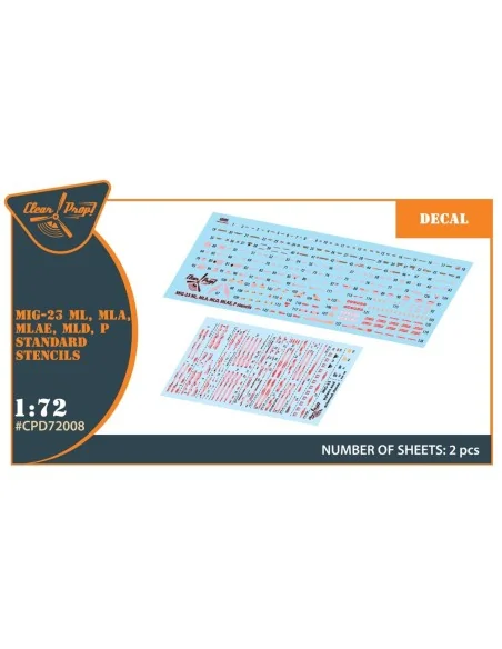 MiG-23ML, MLA, MLD, P, MLAE standard stencils for CP kits and other...