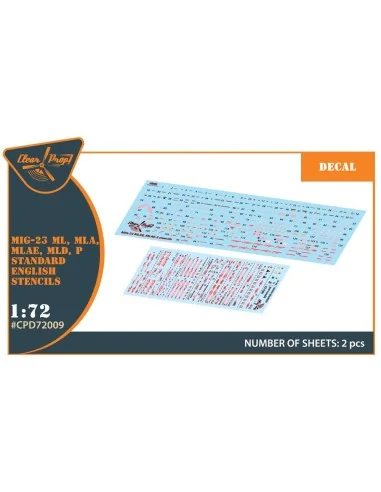 MiG-23ML, MLA, MLD, P, MLAE standard english stencils for CP kits a...