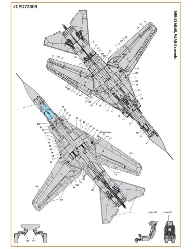 MiG-23ML, MLA, MLD, P, MLAE standard english stencils for CP kits a...