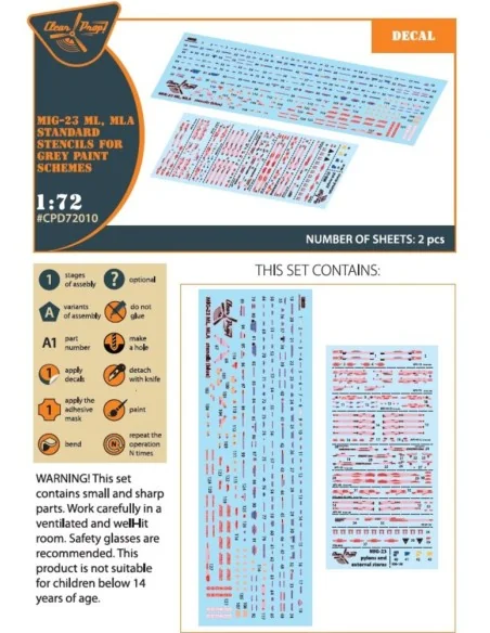 MiG-23ML, MLA standard stencils for grey paint schemes for CP kits ...