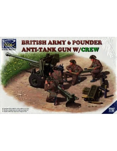 British Army 6 Pounder Infantry Anti-tank Gun w/Crews (4 figures), ...