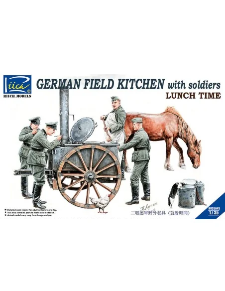 German Field Kitchen with Soliders(cook &three German soldiers, foo...