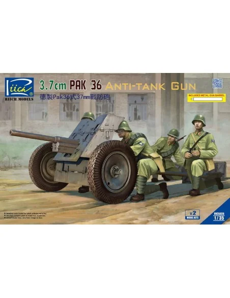 German 3.7cm Pak 36 Anti-Tank Gun(model kitsx2)w/Metal gun barrel, ...