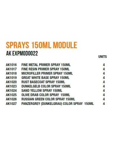 [NO_DESC] Sprays 150ml Module - AK Interactive AK EXPMOD0022