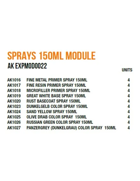 [NO_DESC] Sprays 150ml Module - AK Interactive AK EXPMOD0022