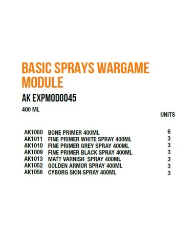 [NO_DESC] Basic Sprays Wargame Module - AK Interactive AK EXPMOD0045