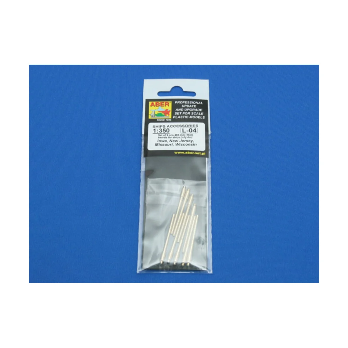 Set of 9 pcs 406 mm barrels Missouri, 1/350 - Aber Models RE-350 L04