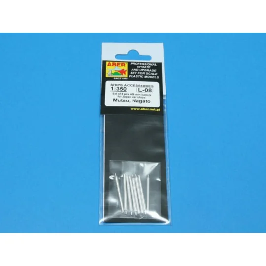 8 pcs 406 mm barrels for Nagato, 1/350 - Aber Models RE-350 L08