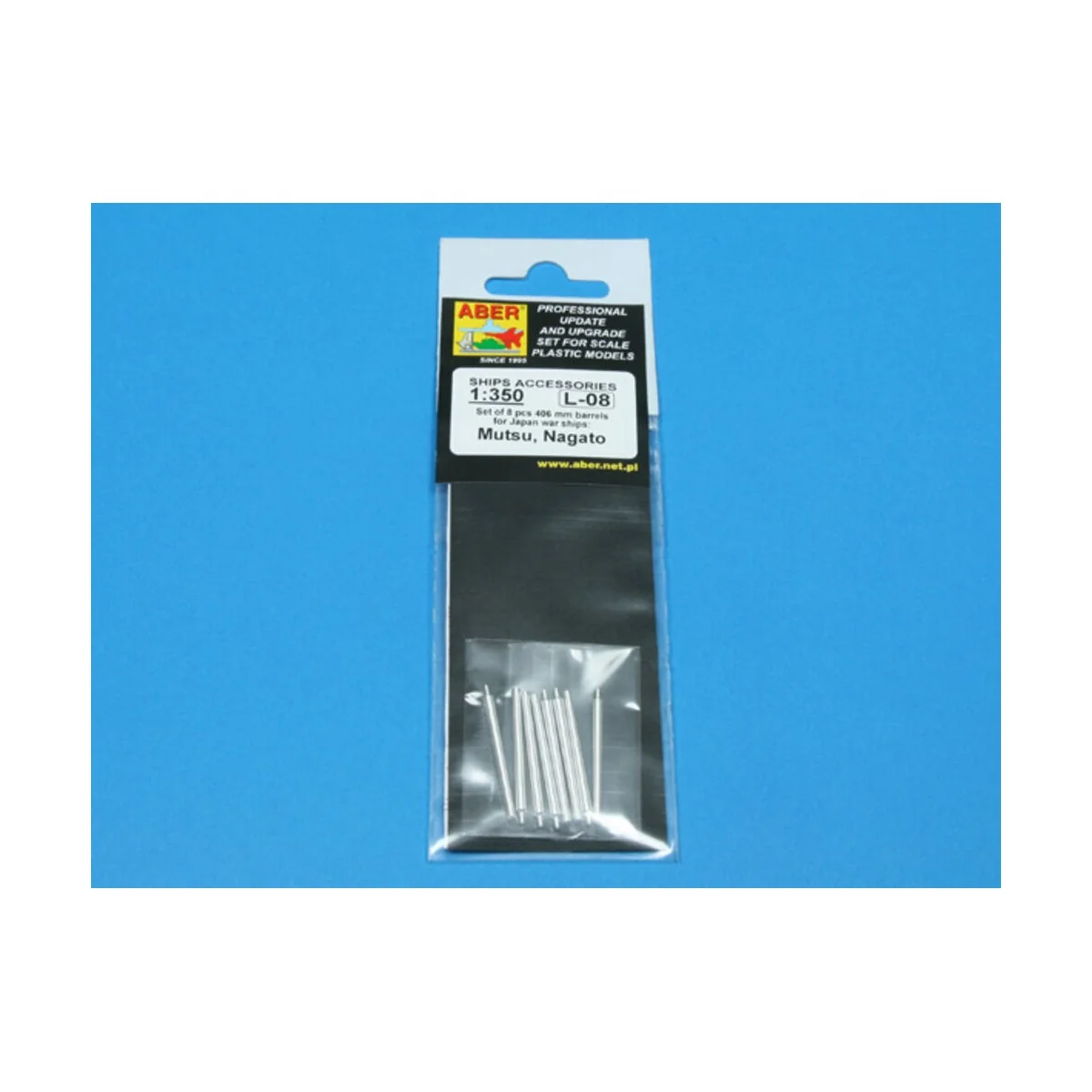 8 pcs 406 mm barrels for Nagato, 1/350 - Aber Models RE-350 L08