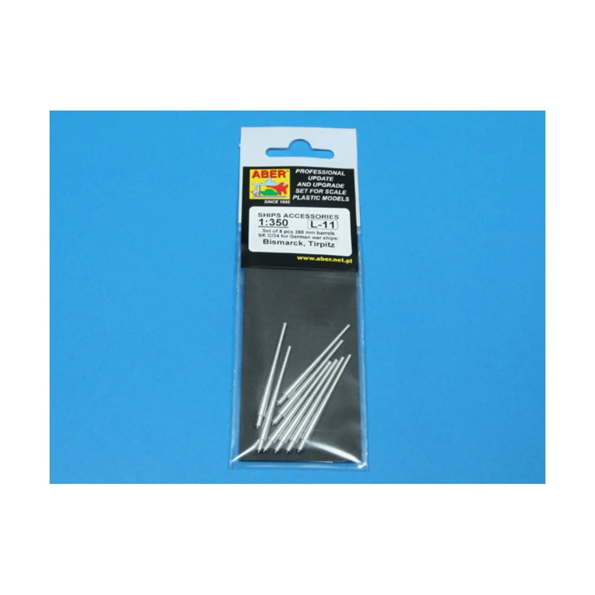 8 pcs 380 mm barrels for Bismarck, 1/350 - Aber Models RE-350 L11 8 pcs 380 mm barrels for Bismarck, 1/350 - Aber Models RE-350 L11