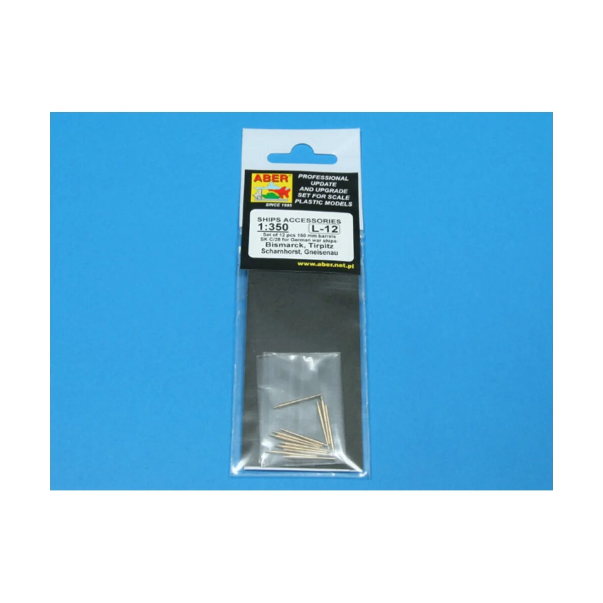 12 pcs 150 mm barrels for Bismarck - Aber Models RE-350 L12