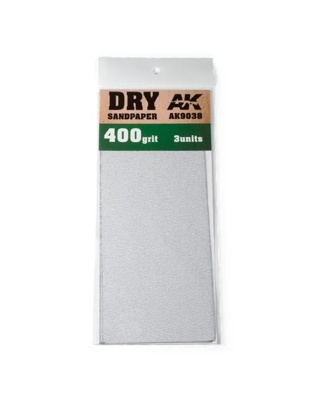 Dry Sandpaper 400 Grit. 3 units - AK Interactive AK9038