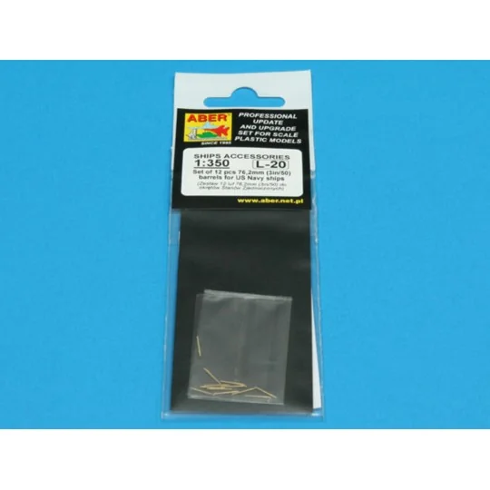 Set of 12 pcs 76, 2 mm barrels for USN, 1/350 - Aber Models RE-350 L20