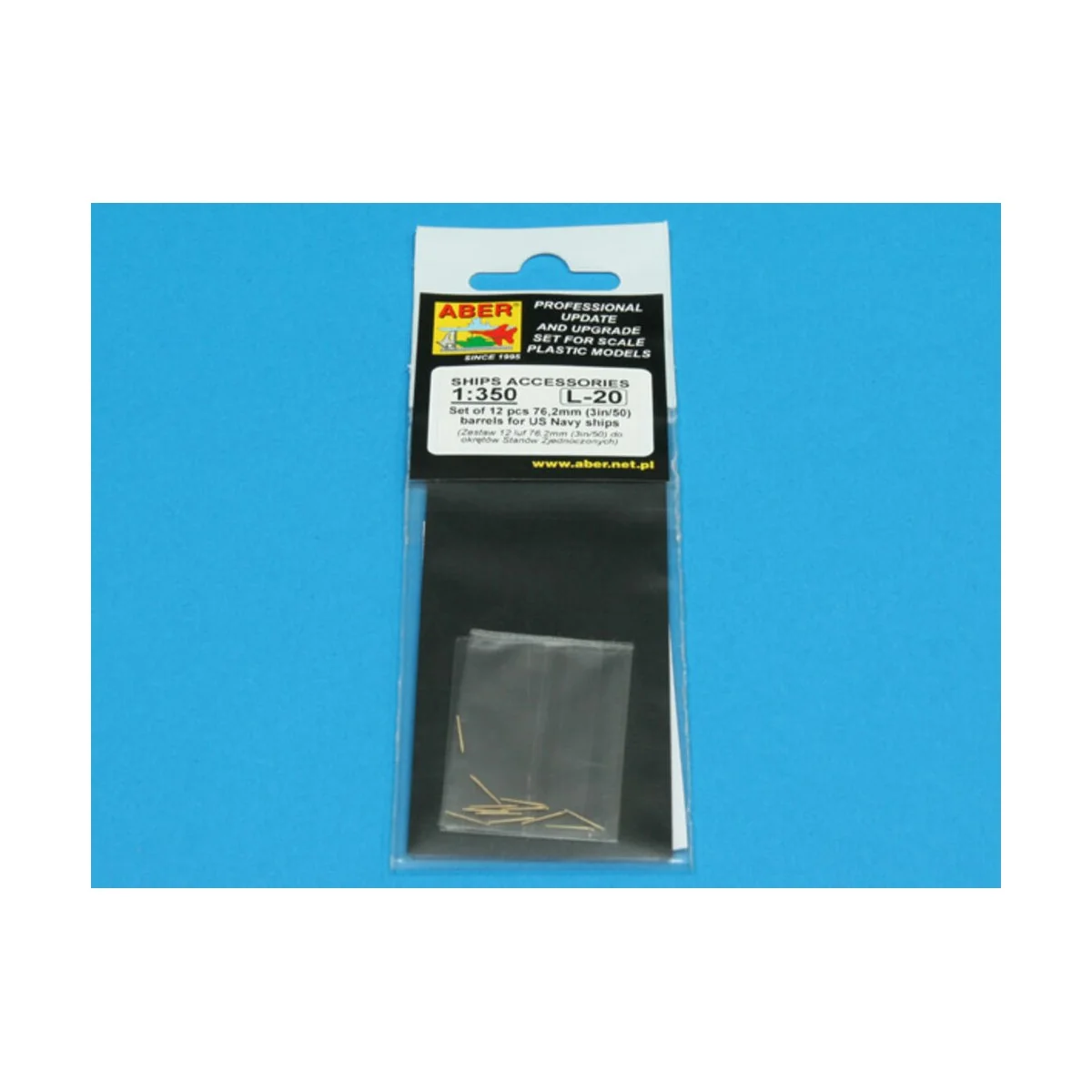 Set of 12 pcs 76, 2 mm barrels for USN, 1/350 - Aber Models RE-350 L20