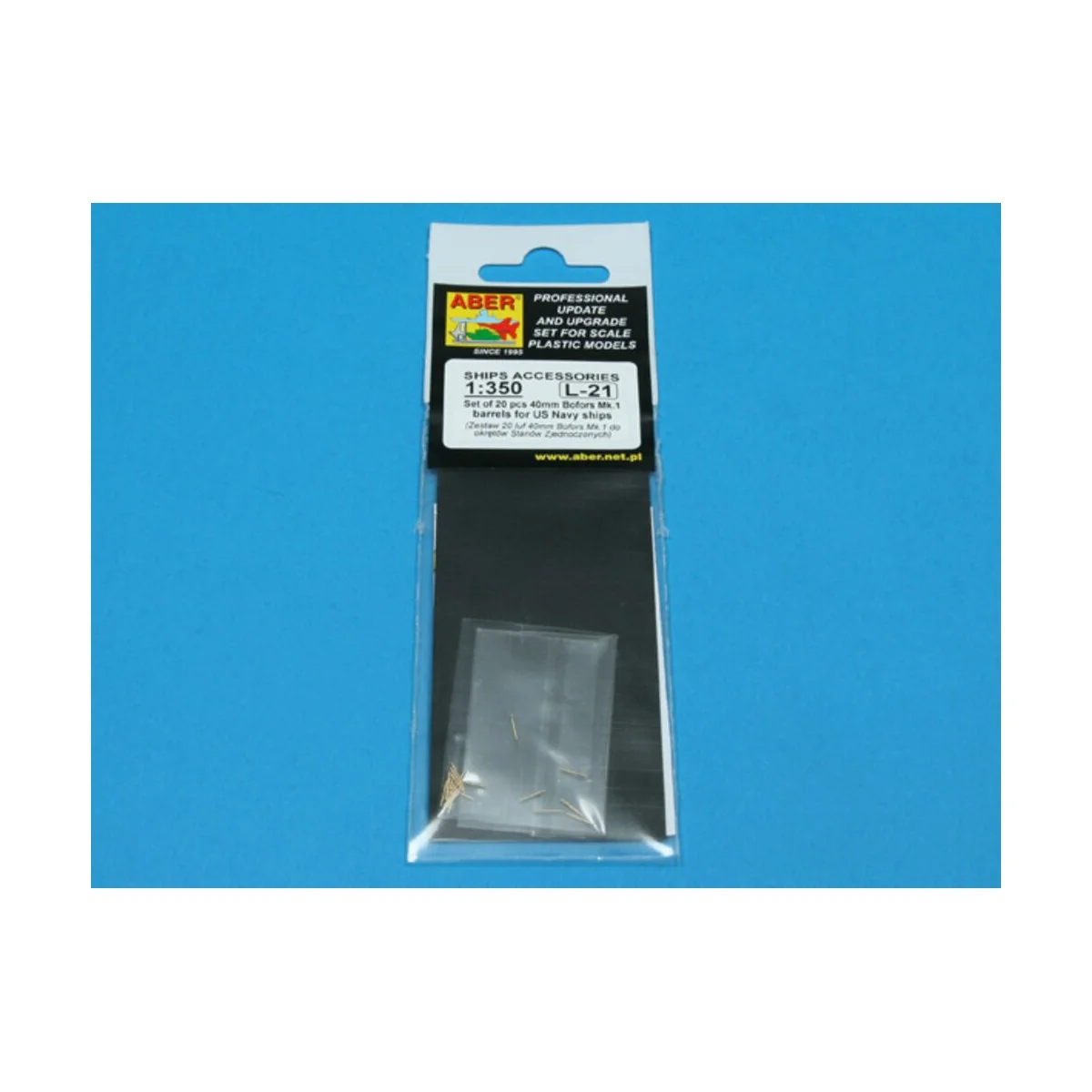 20 pcs 40 mm Bofors Mk.1 barrels, 1/350 - Aber Models RE-350 L21