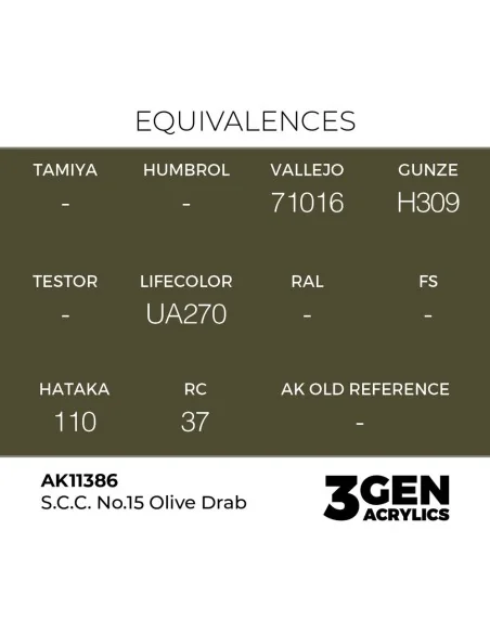 [NO_DESC] S.C.C. No.15 Olive Drab - AK Interactive AK11386