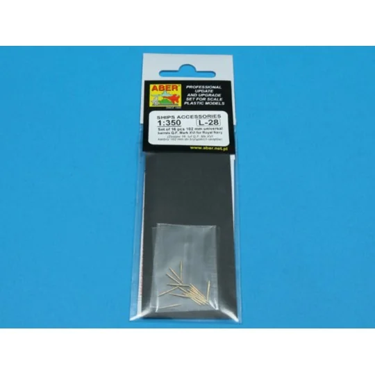 16 pcs 102 mm Q.F. Mk.XVI barrels, 1/350 - Aber Models RE-350 L28