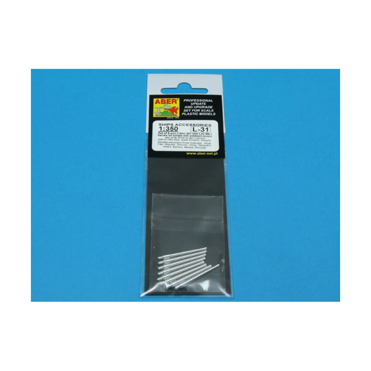 8 pcs 381mm -short barrels for Hood, Repulse - Aber Models RE-350 L31