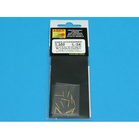 Set of 16 pcs 102mm QF Mk.V barrels for Roval, 1/350 - Aber Models ...