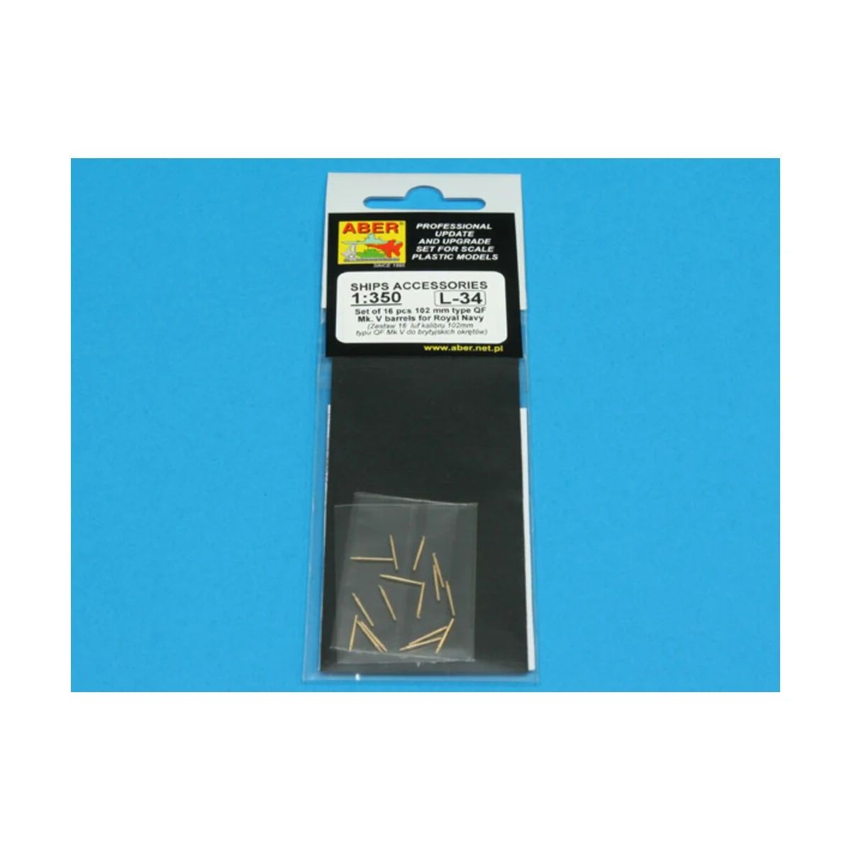 Set of 16 pcs 102mm QF Mk.V barrels for Roval, 1/350 - Aber Models ...