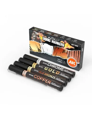 METALLIC Markers (4 references) SET - AK Interactive AK1300