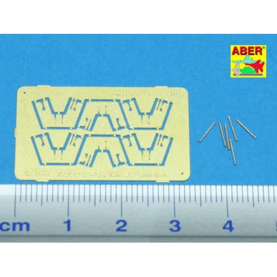 6 pcs 4 cm Flak 28 barrels with shields, 1/350 - Aber Models RE-350... 6 pcs 4 cm Flak 28 barrels with shields, 1/350 - Aber Models RE-350...