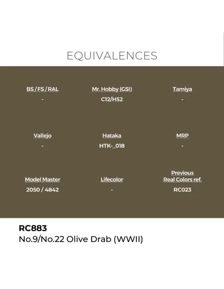 Real Colors: No.9/No.22 Olive Drab (WWII) 17 ml. - AK Interactive R...