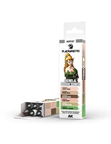PLAYMARKERS SET - SKIN & FLESH TONES (6 ref.) - AK Interactive AKM107