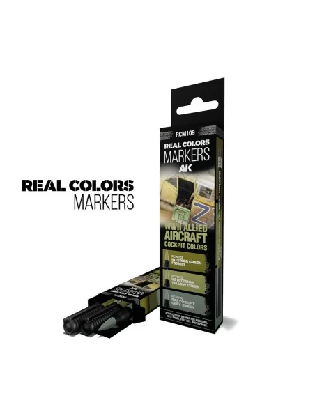 WWII ALLIED AIRCRAFT COCKPIT COLORS - SET 3 REAL COLORS MARKERS - A...