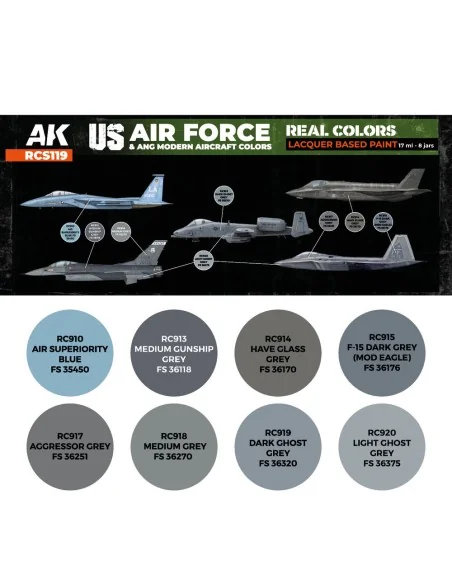 US Air Force & ANG Modern Aircraft Colors SET - AK Interactive RCS119