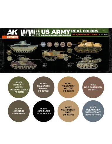 WWII US Army & USMC Camouflage Colors SET - AK Interactive RCS129