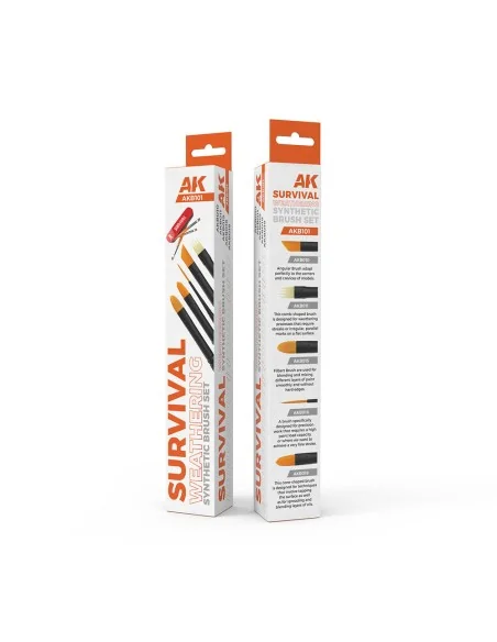 SURVIVAL WEATHERING BRUSHES SET (5 brushes) - AK Interactive AKB101