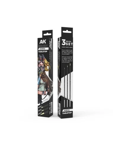 TABLETOP SYNTETHIC BRUSHES SET (3 brushes) - AK Interactive AKB102