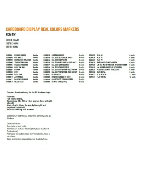 Cardboard Display Real Colors Markers - AK Interactive RCM151