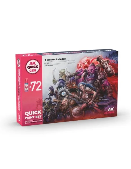 QUICK PAINT SET - 72 QUICK GEN COLORS (+2 MEDIUM 18ML +2 FREE BRUSH...